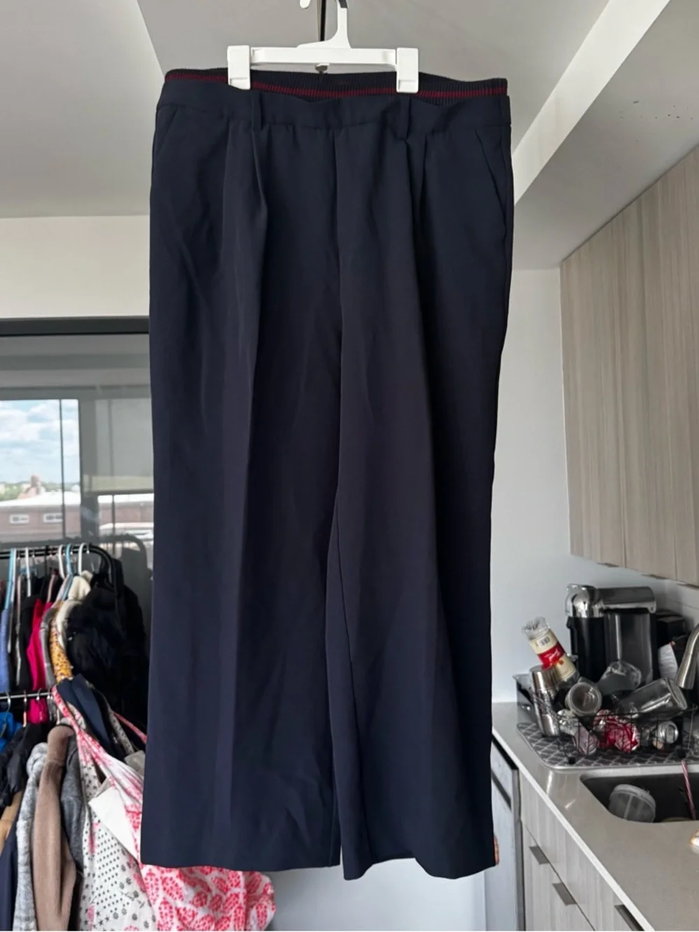 Favorite Daughter The Varsity Pant - Wide Leg XL - Navy Vino